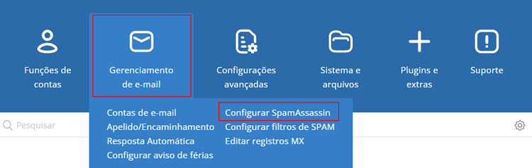 Para ativar ou desativar o Anti-SPAM do seu e-mail profissional